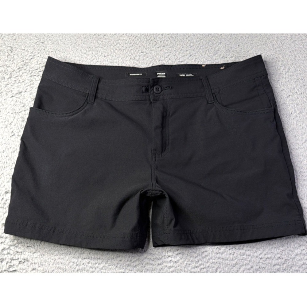 Prana Shorts Womens Size 14 Waist 37" Black Standard Fit Stretch 4.5" Inseam